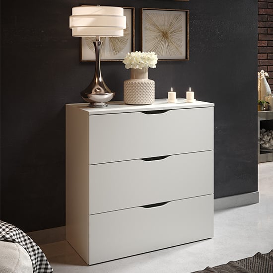 Product photograph of Beile Wooden Chest Of 3 Drawers In White from Furniture in Fashion