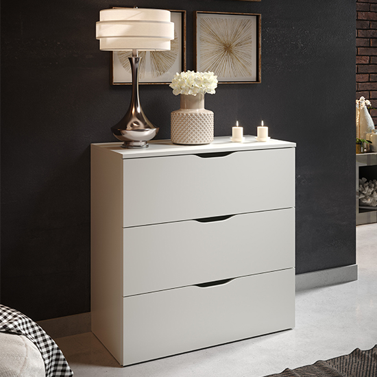 Beile Wooden Chest Of 3 Drawers In White thumbnail