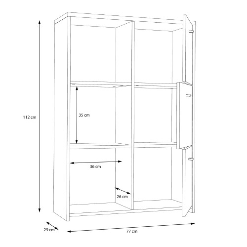 Beile Wooden Sideboard 6 Doors In Dark Grey And Concrete