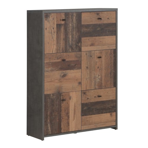 Beile Wooden Sideboard 6 Doors In Dark Grey And Concrete
