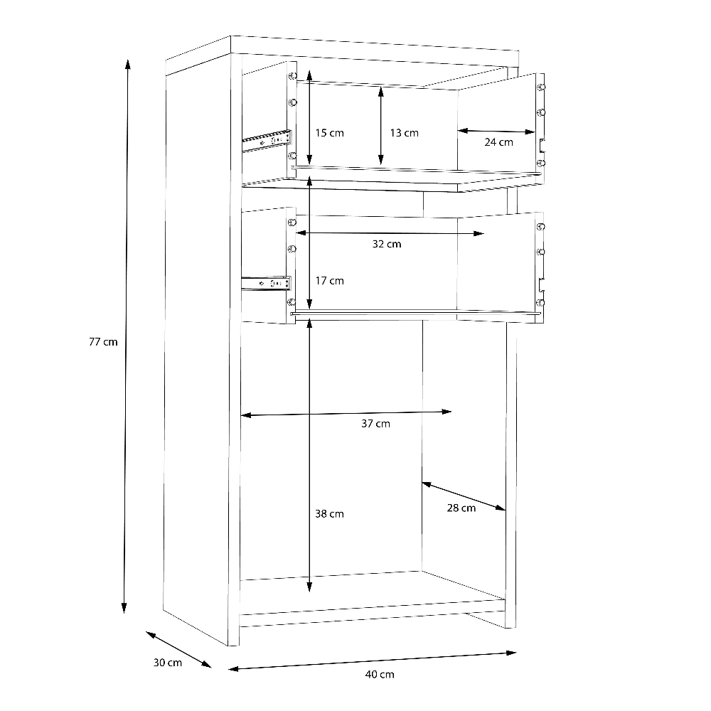 Beili Wooden Storage Cabinet With 1 Door 2 Drawers In White Oak
