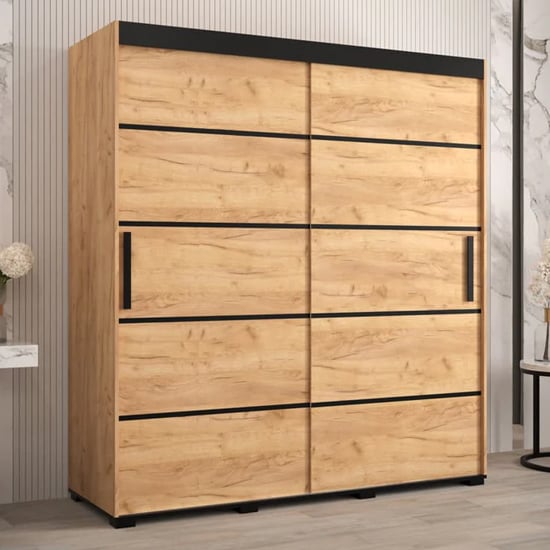 Read more about Beilla iv wooden wardrobe 2 sliding doors 180cm in golden oak