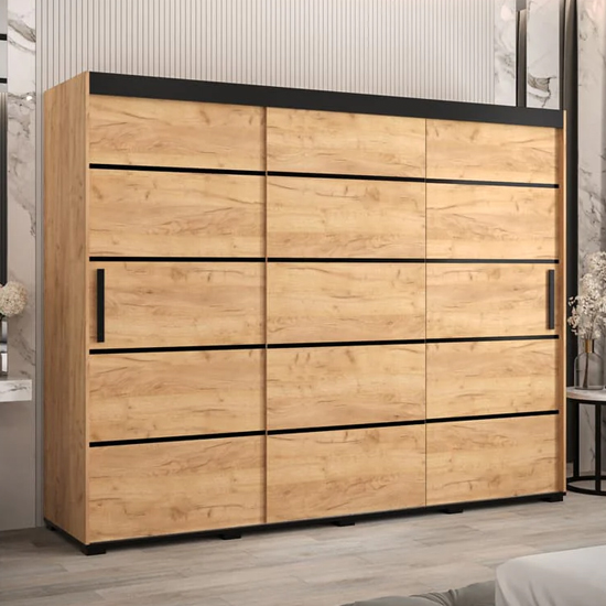 Read more about Beilla iv wooden wardrobe 2 sliding doors 250cm in golden oak