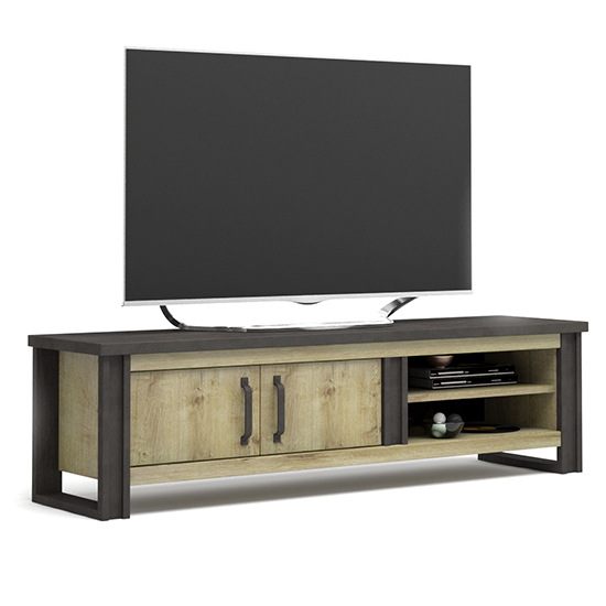 Beira Wooden TV Stand With 2 Door 1 Shelf In Oak_2