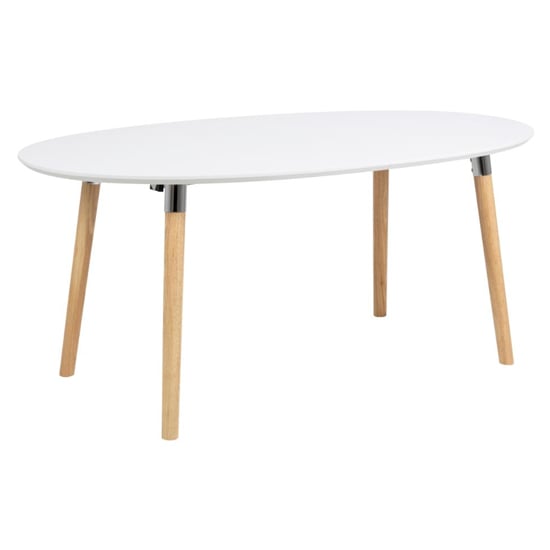 Read more about Belani extending wooden dining table in white with oak legs