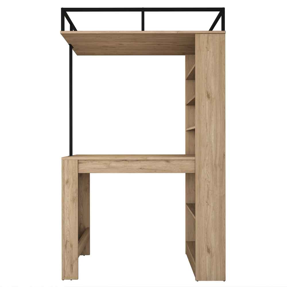 Belara Wooden Bar Kitchen Table with Shelves in Walnut and Black