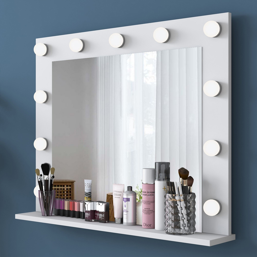 Belara Wooden Dressing Table With Mirror 13 Drawers In White