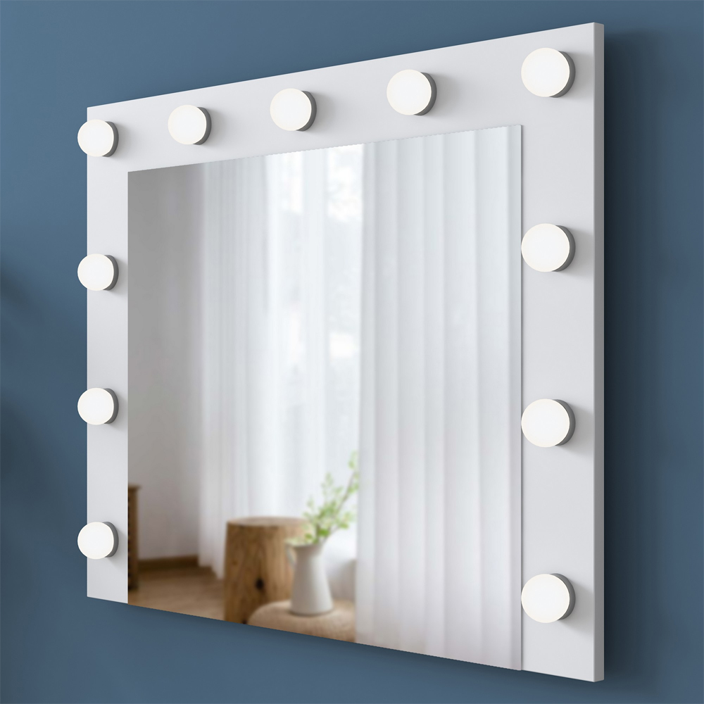 Belara Wooden Dressing Table With Mirror And 7 Drawers In White