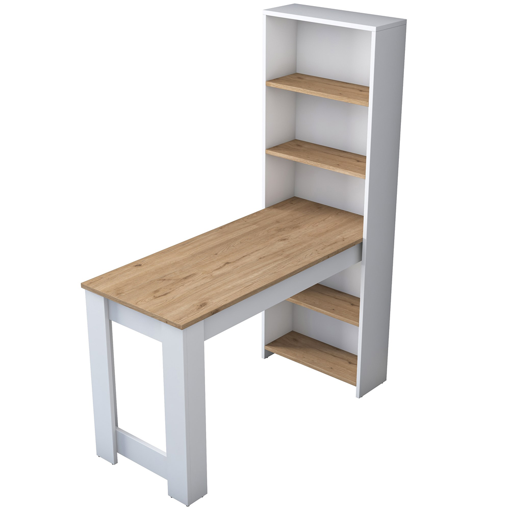 Belara Wooden Laptop Desk With 5 Shelves In White