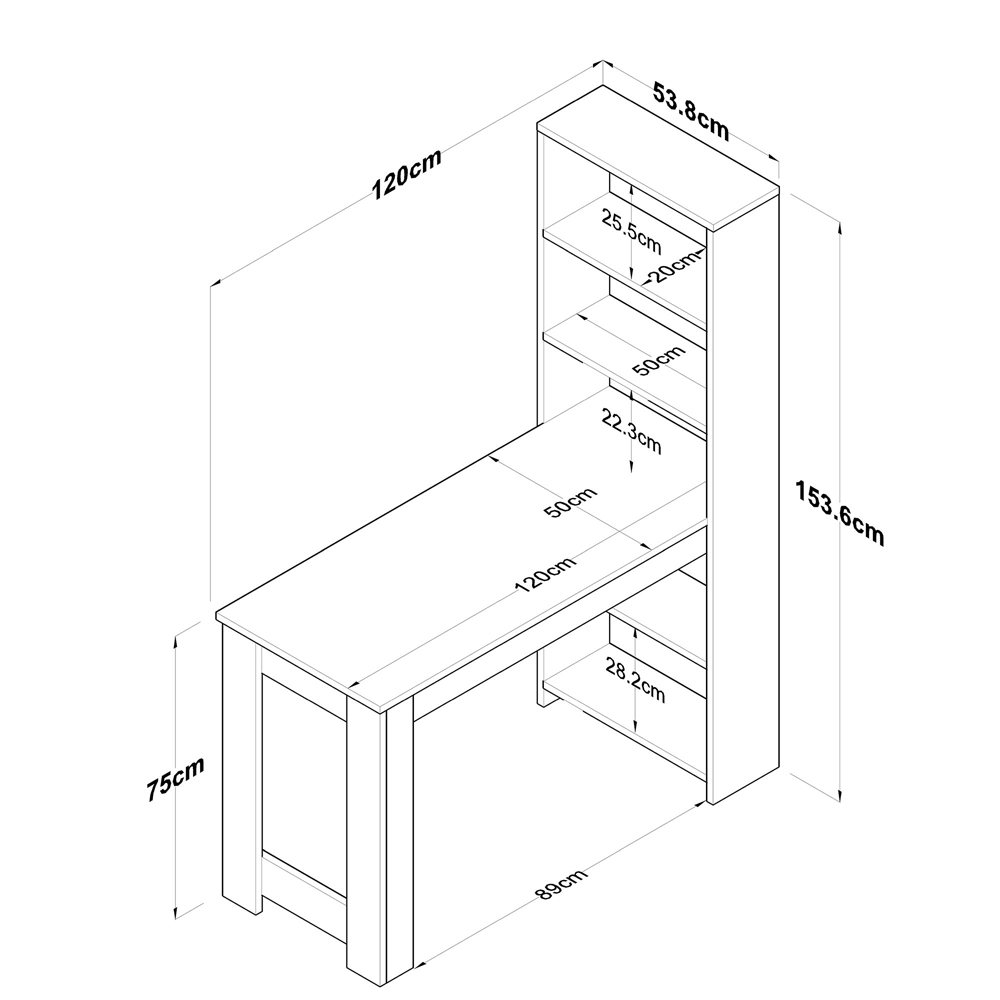 Belara Wooden Laptop Desk With 5 Shelves In White