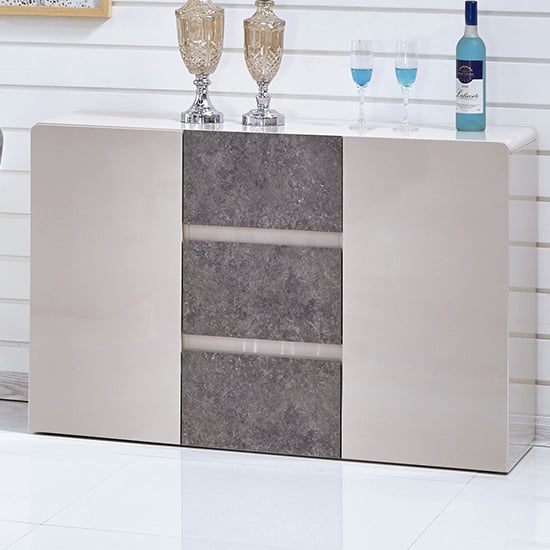 Read more about Beltran high gloss sideboard in cream and stone