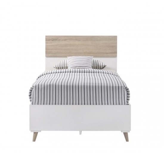 Selkirk Wooden Single Bed In Matt White And Sonoma Oak