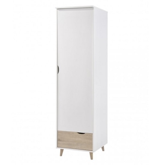 Selkirk Wardrobe In White And Sonoma Oak With 1 Door