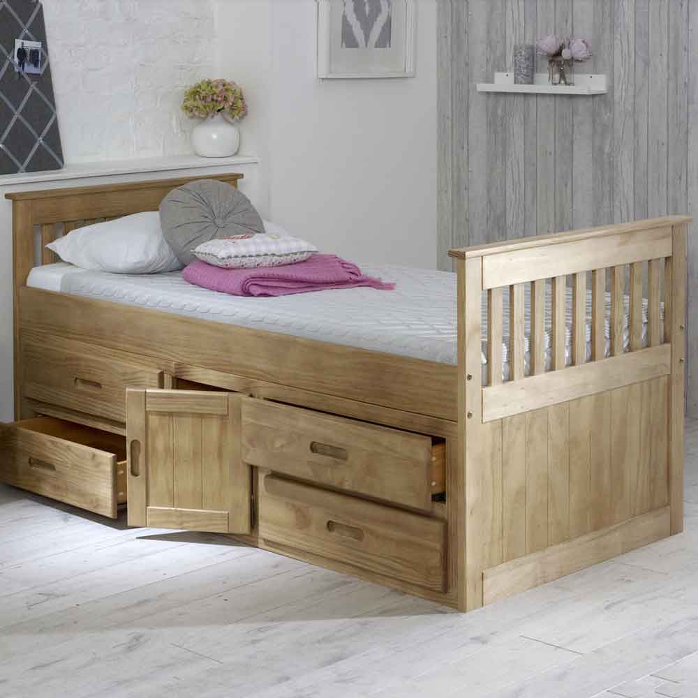Belcourt Wooden Children Bed With 4 Drawers In Natural