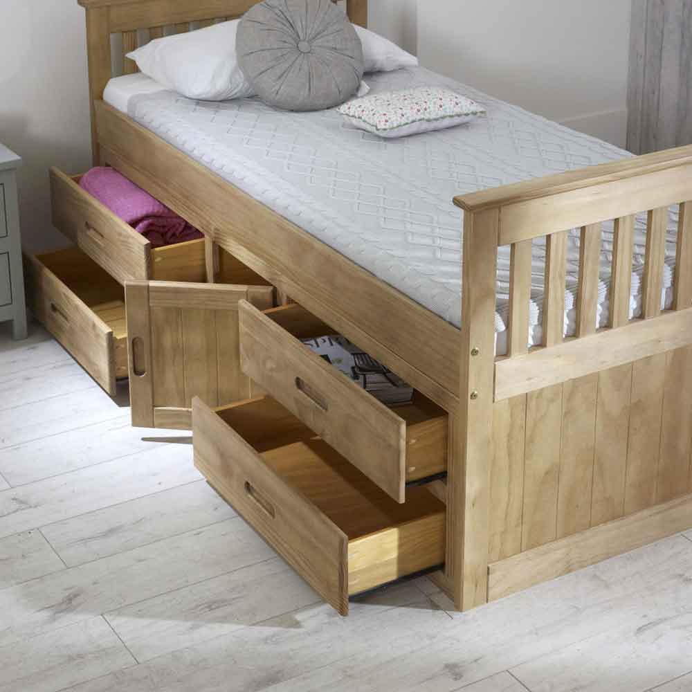 Belcourt Wooden Children Bed With 4 Drawers In Natural