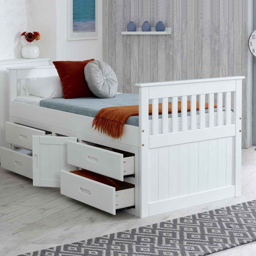 Belcourt Wooden Children Bed With 4 Drawers In White