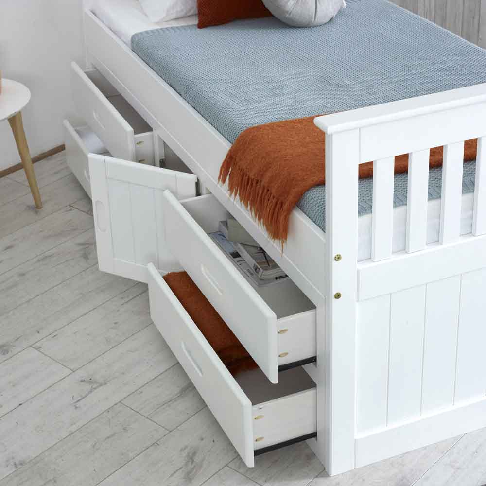 Belcourt Wooden Children Bed With 4 Drawers In White