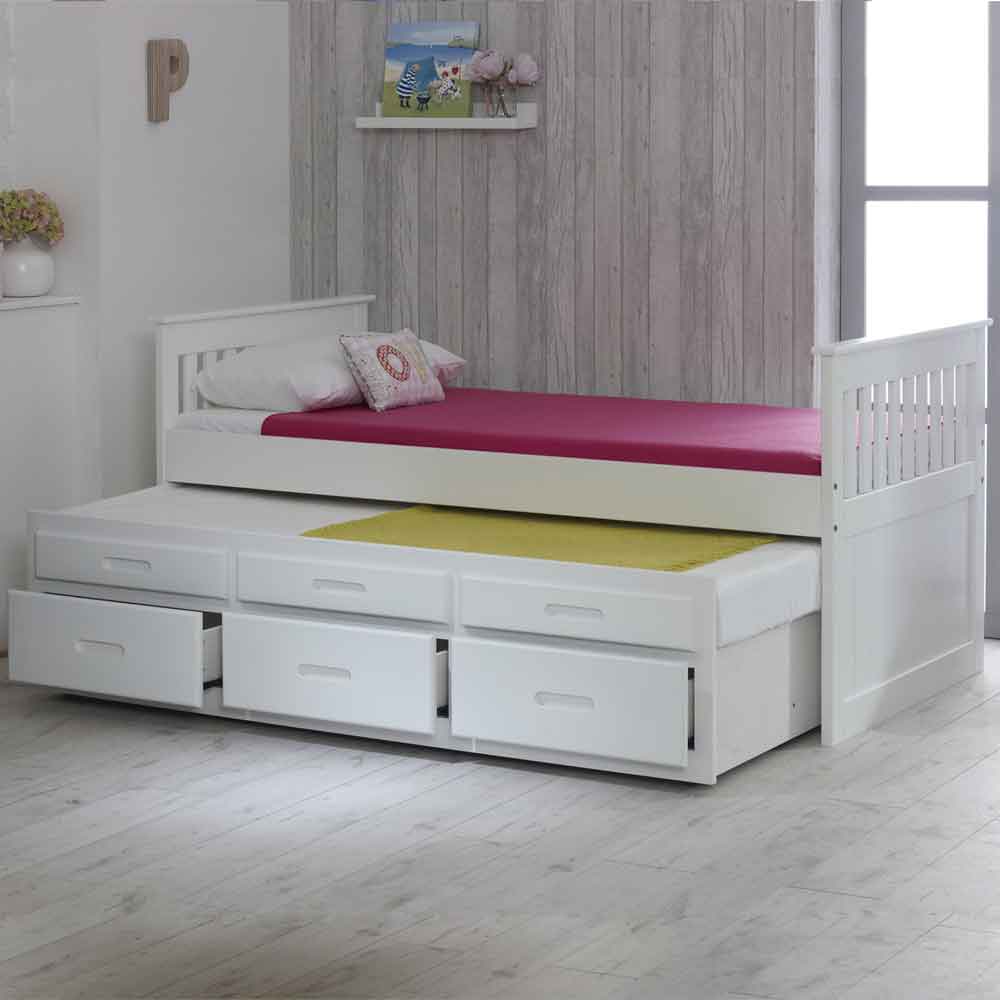 Belcourt Wooden Children Bed With Underbed In White