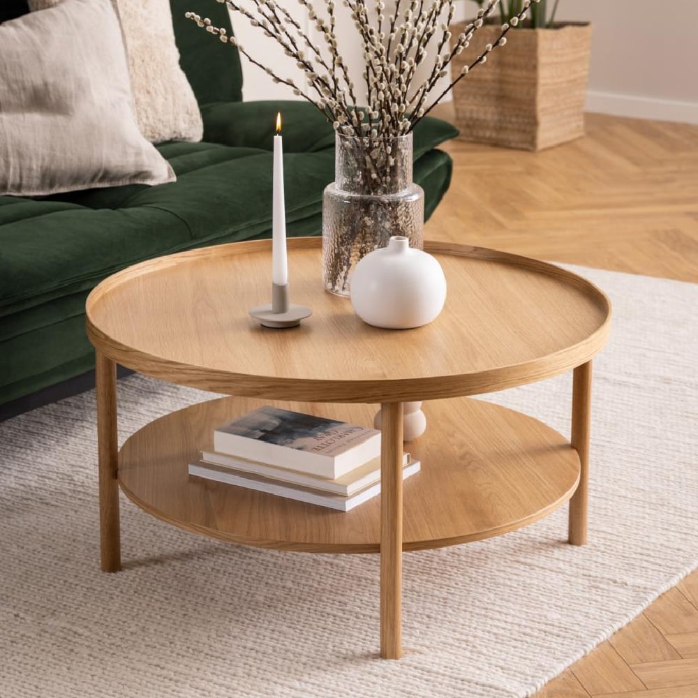 Product photograph of Belcourt Wooden Round Coffee Table In Oak from Furniture in Fashion