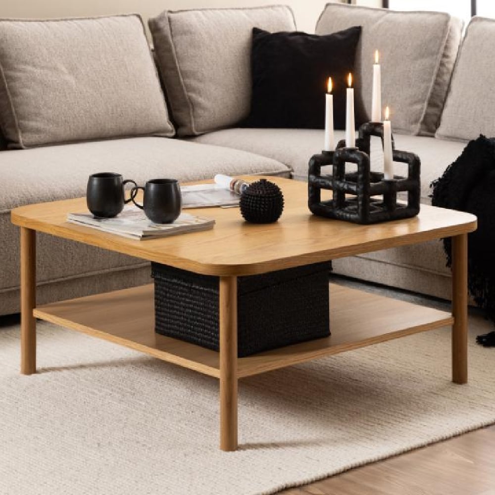 Product photograph of Belcourt Wooden Square Coffee Table In Oak from Furniture in Fashion