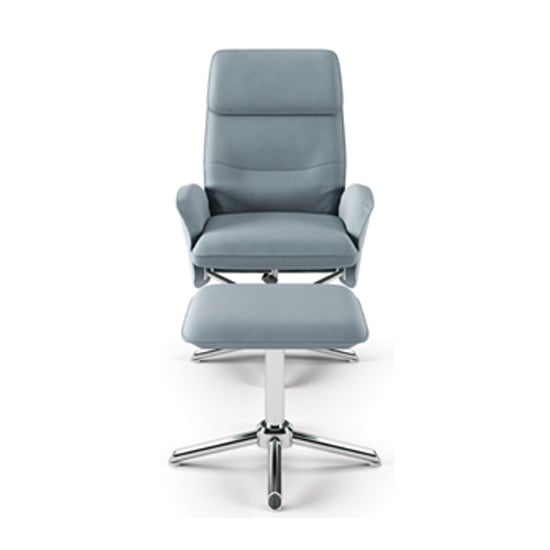 Boler Faux Leather Recliner Chair And Stool In Light Grey_2