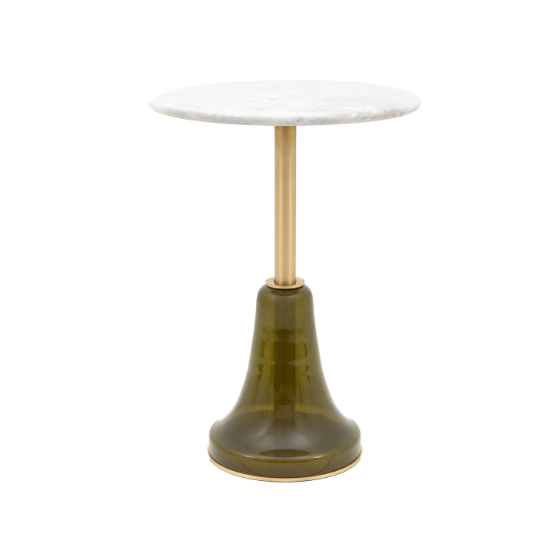 Belek Marble Round Side Table In Dusk And White