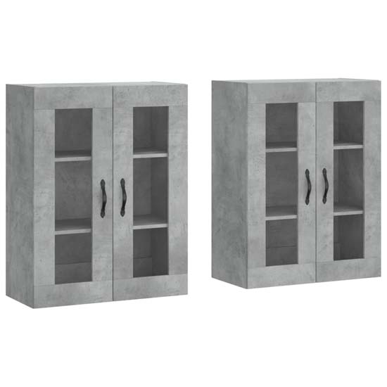Belek Wooden Wall Mounted Sideboard With 4 Doors In Concrete Effect