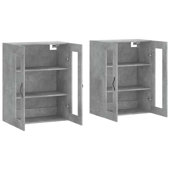 Belek Wooden Wall Mounted Sideboard With 4 Doors In Concrete Effect