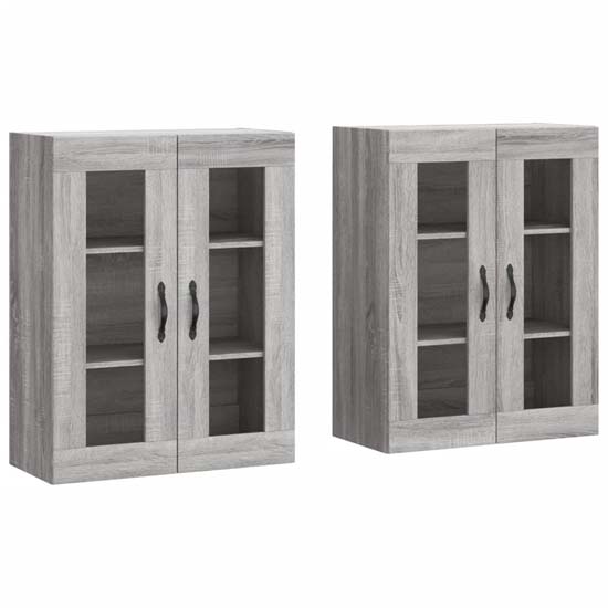 Belek Wooden Wall Mounted Sideboard With 4 Doors In Grey Sonoma Oak