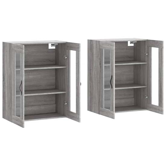 Belek Wooden Wall Mounted Sideboard With 4 Doors In Grey Sonoma Oak