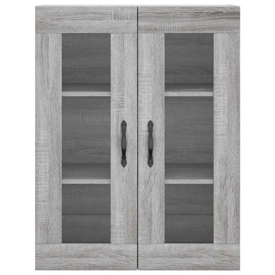 Belek Wooden Wall Mounted Sideboard With 4 Doors In Grey Sonoma Oak