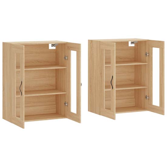 Belek Wooden Wall Mounted Sideboard With 4 Doors In Sonoma Oak
