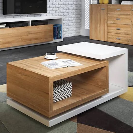 Read more about Belek wooden coffee table in grandson oak and matt white