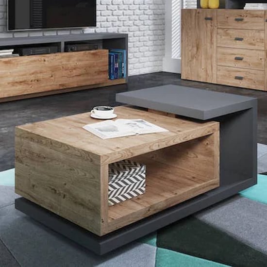 Read more about Belek wooden coffee table in ribbec oak and grey