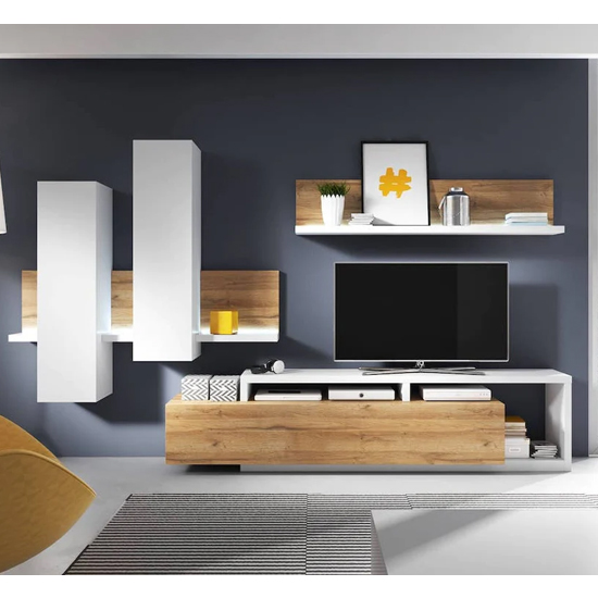 Read more about Belek wooden entertainment unit in grandson oak with led