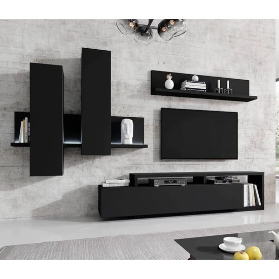 Product photograph of Belek Wooden Entertainment Unit In Matt Black With Led from Furniture in Fashion