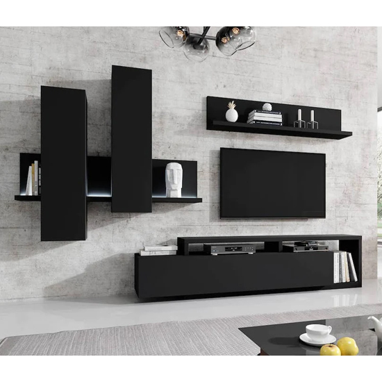 Read more about Belek wooden entertainment unit in matt black with led