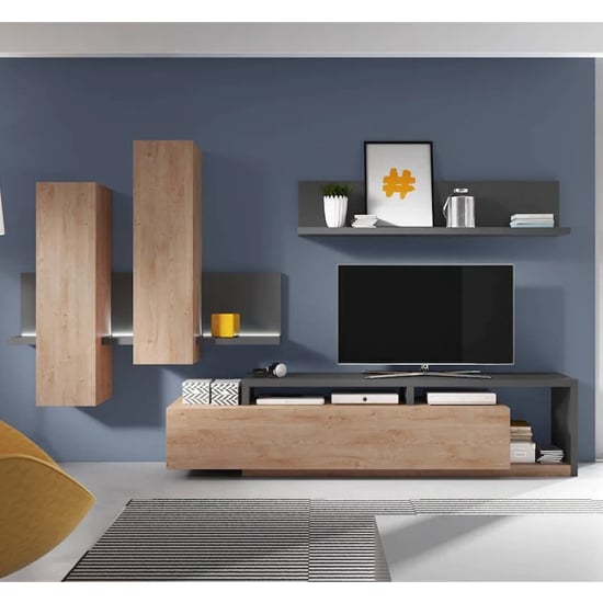 Read more about Belek wooden entertainment unit in ribbec oak with led