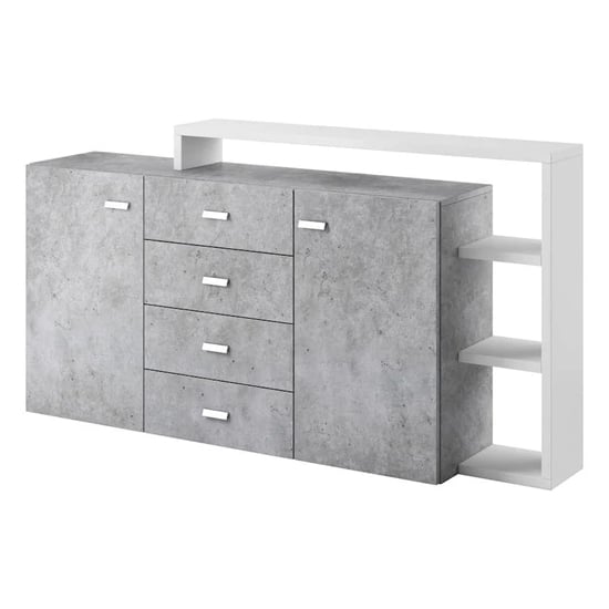 Belek Wooden Sideboard With 2 Doors 4 Drawers In Concrete Grey