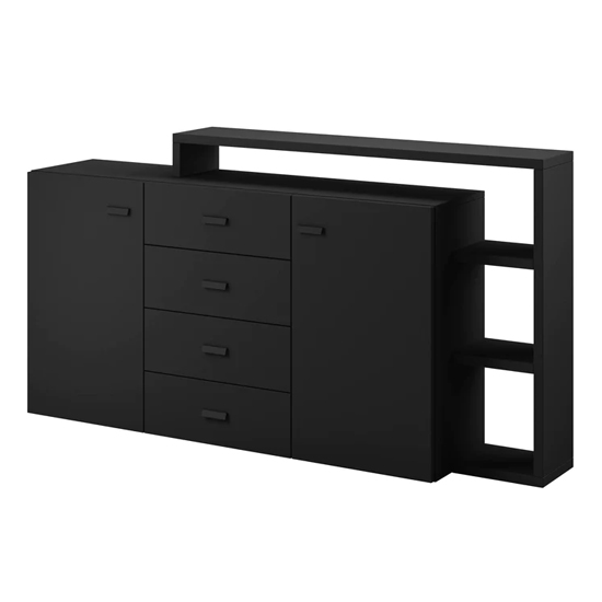 Product photograph of Belek Wooden Sideboard With 2 Doors 4 Drawers In Matt Black from Furniture in Fashion