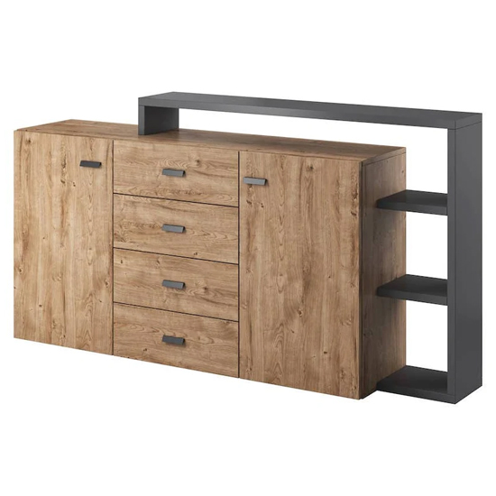 Read more about Belek wooden sideboard with 2 doors 4 drawers in ribbec oak