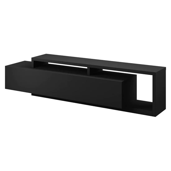 Product photograph of Belek Wooden Tv Stand With 1 Drawer In Matt Black from Furniture in Fashion