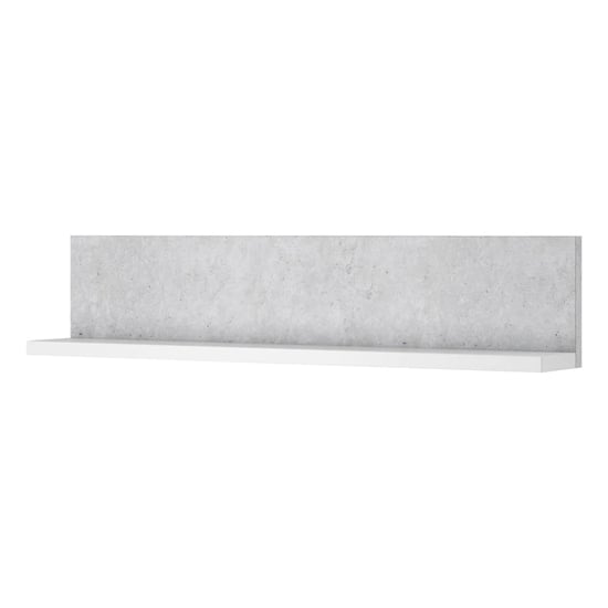 Product photograph of Belek Wooden Wall Shelf In Concrete Grey And Matt White from Furniture in Fashion