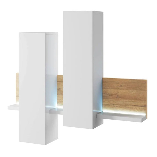 Read more about Belek wooden wall shelving unit in grandson oak with led