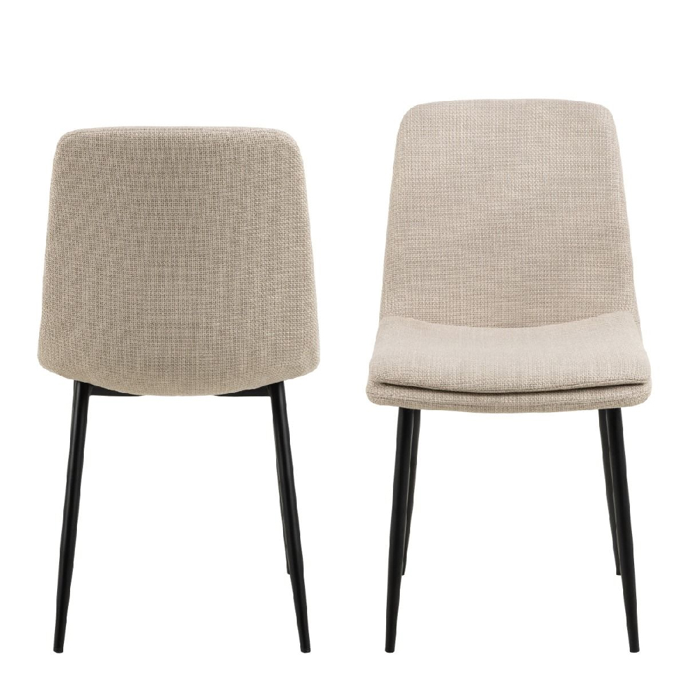 Belfast Beige Fabric Dining Chairs With Black Legs In Pair