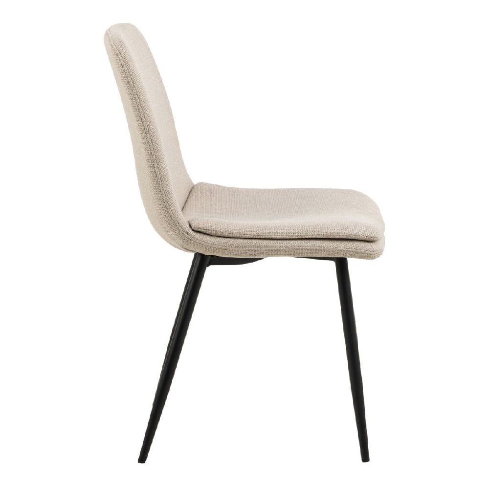 Belfast Beige Fabric Dining Chairs With Black Legs In Pair