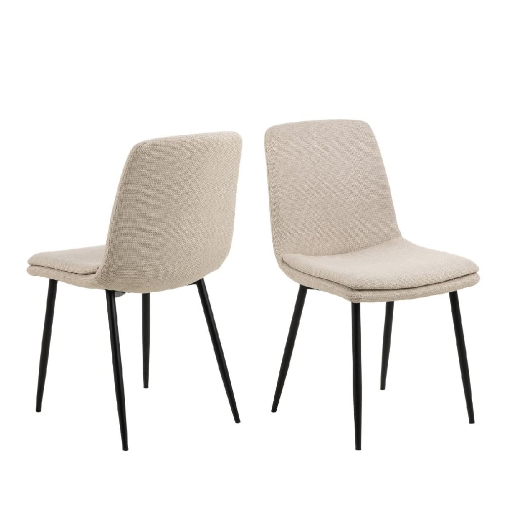 Read more about Belfast beige fabric dining chairs with black legs in pair