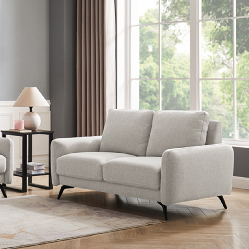 Read more about Belfast fabric 2 seater sofa with black legs in oatmeal