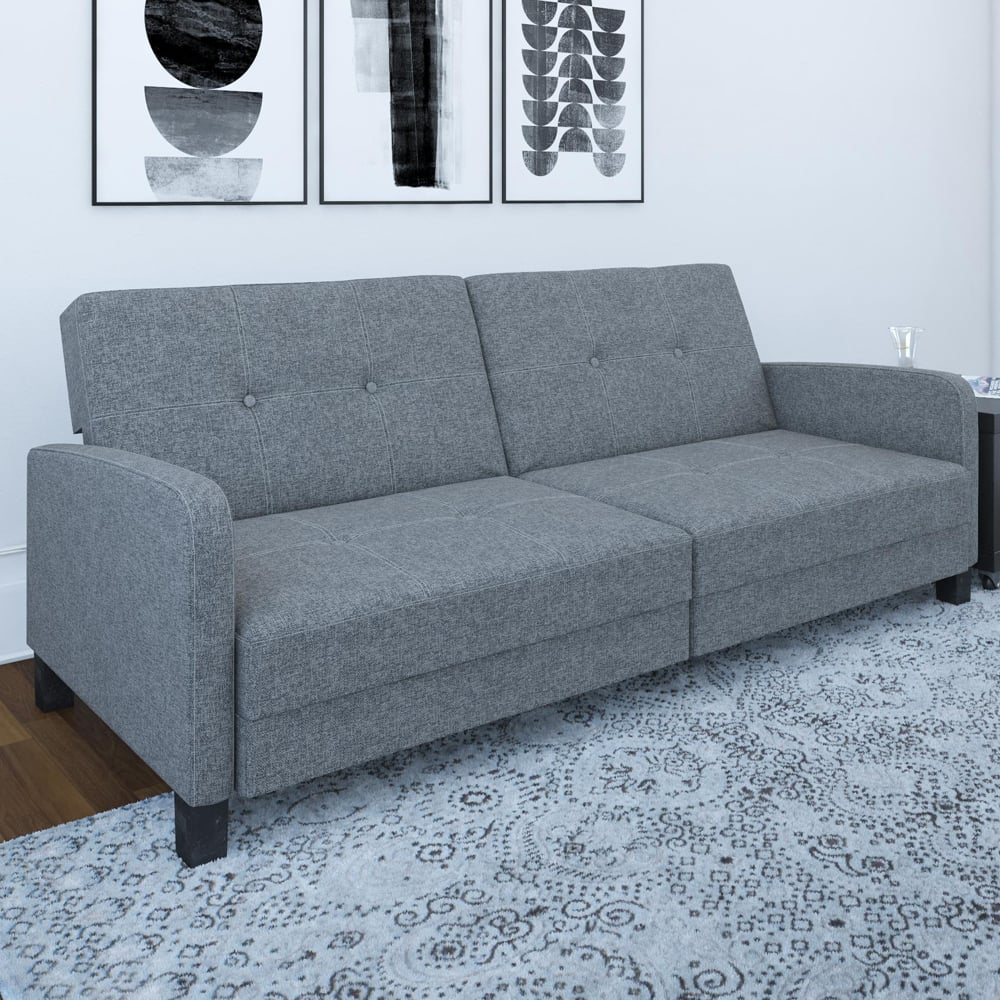 Belfast Fabric Sofa Bed With Oak Legs In Grey