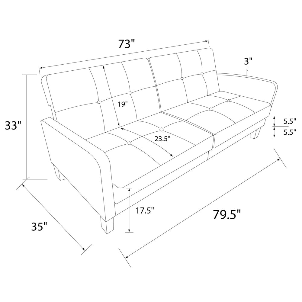 Belfast Fabric Sofa Bed With Oak Legs In Grey
